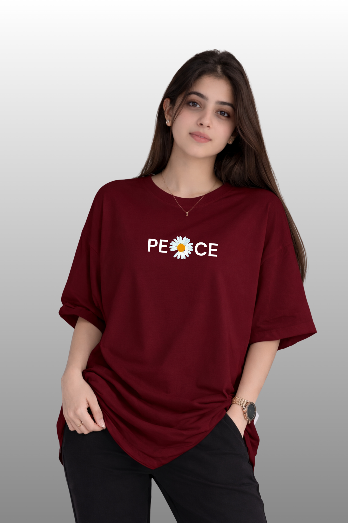 Daisy Peace Oversized Tee | Heavyweight Soft Fabric