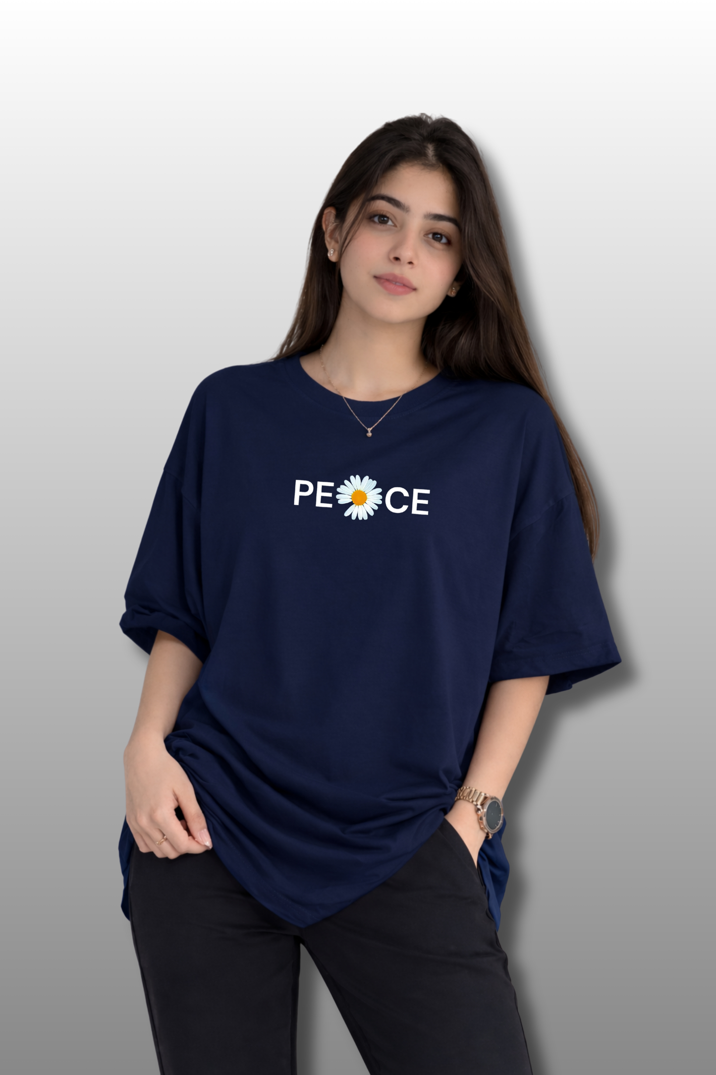 Daisy Peace Oversized Tee | Heavyweight Soft Fabric