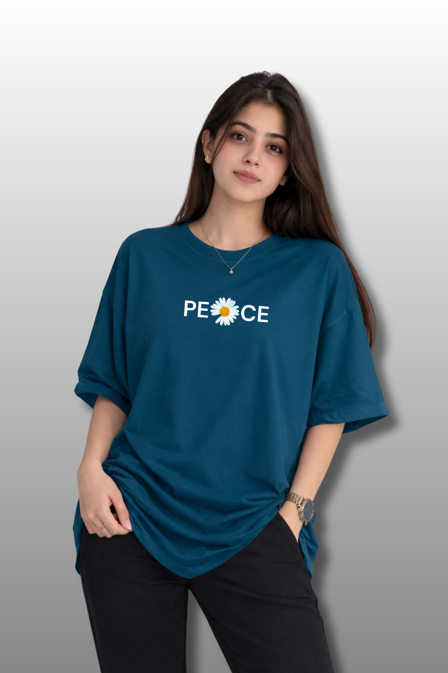 Daisy Peace Oversized Tee | Heavyweight Soft Fabric