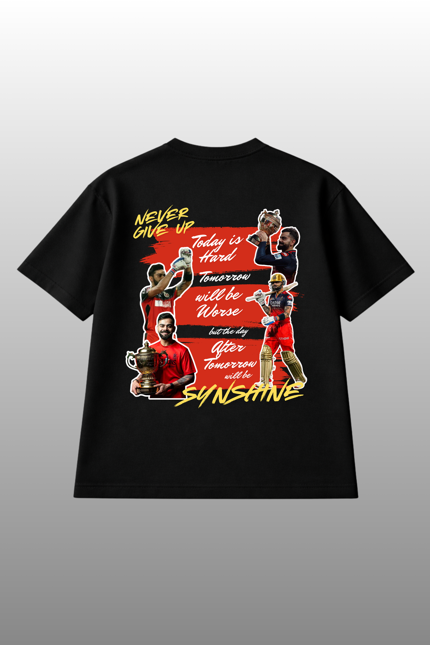 Never give Up King RCB Premium Oversized T-Shirt | Unisex