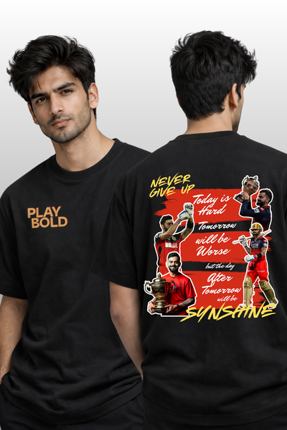 Never give Up King RCB Premium Oversized T-Shirt | Unisex